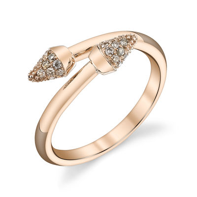 8K gold and diamond cross over rose gold and brown diamond Spike Ring