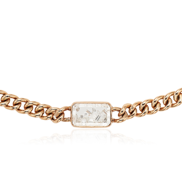 Moritz Glik: Unidinho Curb Chain Choker Necklace with 0.48ct of diamonds enclosed in a white sapphire Kaleidoscope Shaker™ in 18K gold